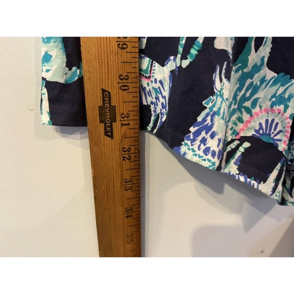 LILY PULITZER Lama Printed Shorts Romper Sz Small Clean Cute 3/4 Sleeve - Picture 9 of 11